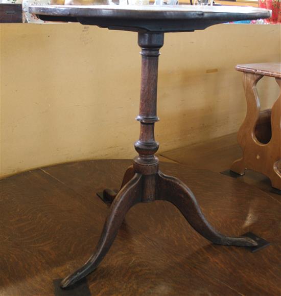 Circular oak tripod table